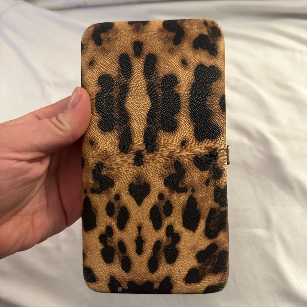 Leopard Print Brown & Black Rectangular Clutch Wallet - Picture 8 of 8